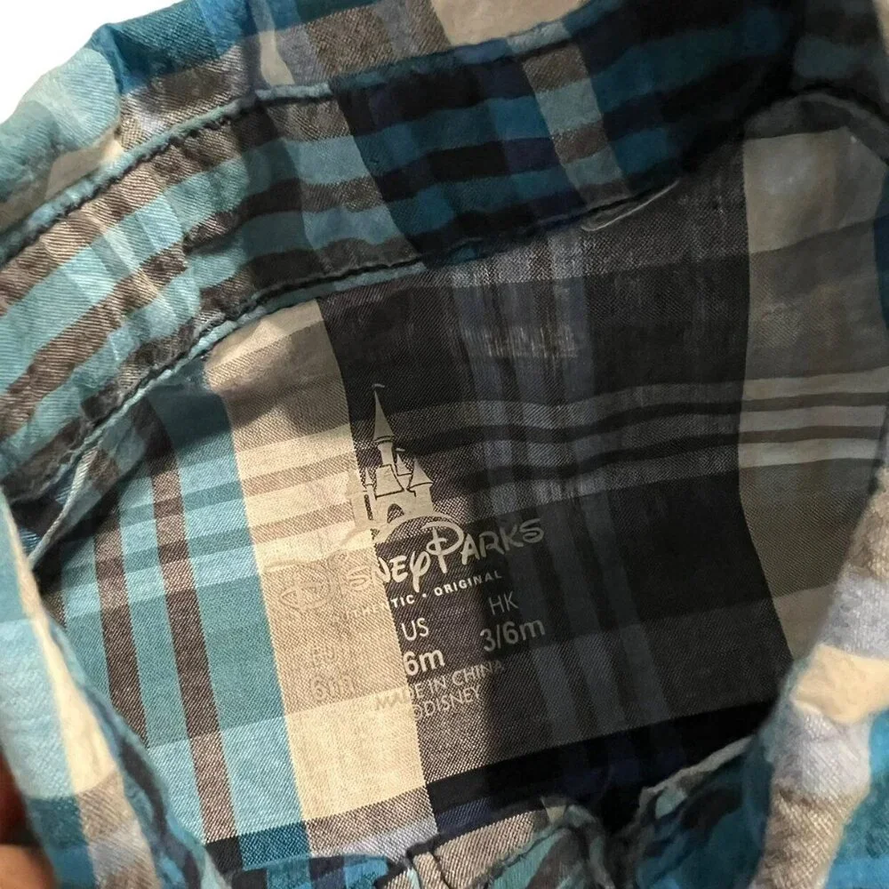 Disney Parks 6m Mickey Mouse Just Chillin' Plaid Romper